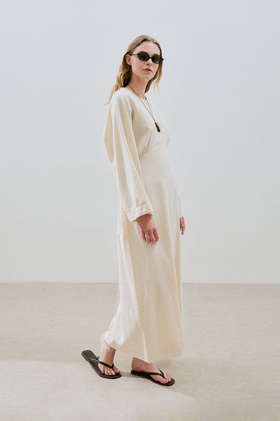 Manuka Textured Striped Detailed Dress Natural