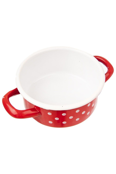 shumee TECKA red enameled pot with polka dots, 12 cm, 600 ml