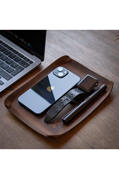 Hepta Collection minimal X design Masaüstü Organizer, Toplayıcı, Hakiki Deri Vale Tepsisi, Telefon pedi, Deri Süme...