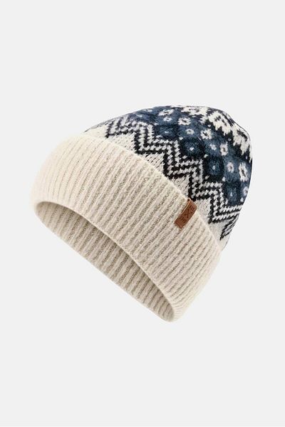 Tchibo Women Norwegian Knitted Beanie, Beige and Navy