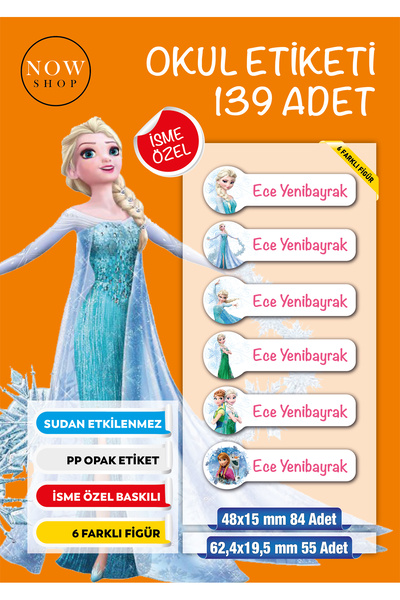 NowShopSticker Okul Etiketi Kalem, Defter Etiketi - Özel İsim Baskılı Etiket ...