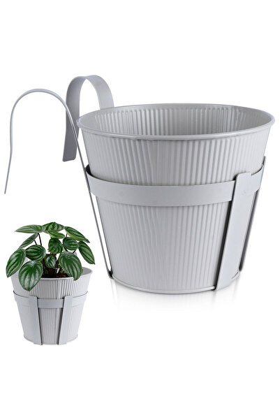 shumee Ghiveci de balcon metalic gri 20 cm