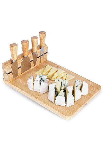 shumee Bamboo cheese board with knives, 5 pieces.
