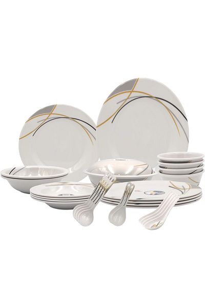Melrich 22 Pcs Gold line Melamine Dinner Set