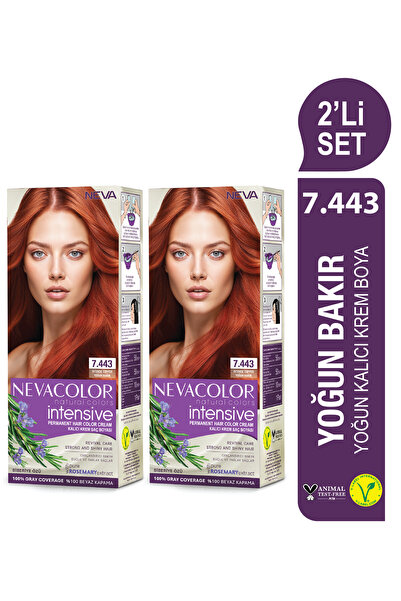 Neva Color INTENSIVE 2'Lİ SET 7.443 YOĞUN BAKIR Kalıcı Krem Saç Boyası Seti