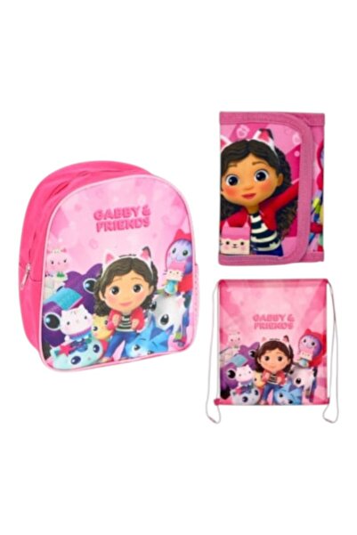 Gabby's Dollhouse Комплект раница, 26x22x10 см, спортна чанта и портфейл, мно...
