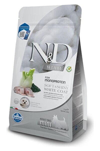 N&D Whıte Dog Levrek, Pirinç, Rezene ve Spirulina Küçük Irk Yetişkin Beyaz Köpek Maması 2 kg