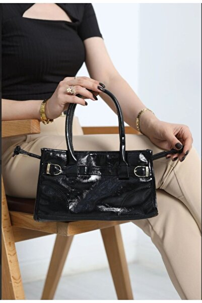 ÇANTA Matiyo Black Patent Leather Soft Leather