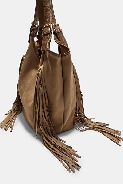 Stradivarius Faux suede bag with maxi fringe