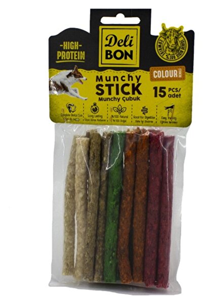 Delibon Deli Bon Deri Munchy Çubuk Orta Boy 15LI Paket Karışık Renk