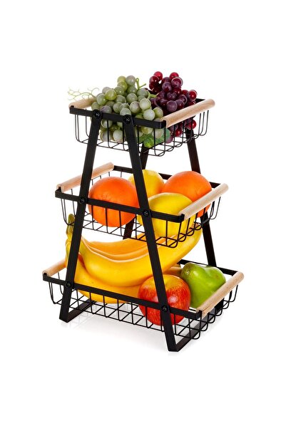 shumee Black metal fruit basket, 3 tiers