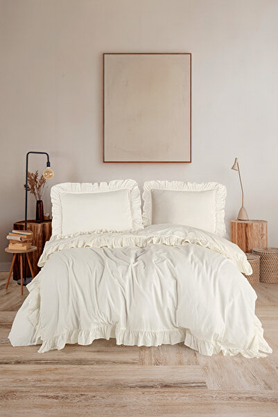 Naturel Collection Σετ Παπλωματοθήκης με βολάν Stonewashed για διπλό κρεβάτι,...