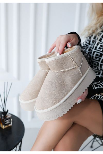 Zerenyus Linne Beige Suede Ug Style Premium Women's Boots