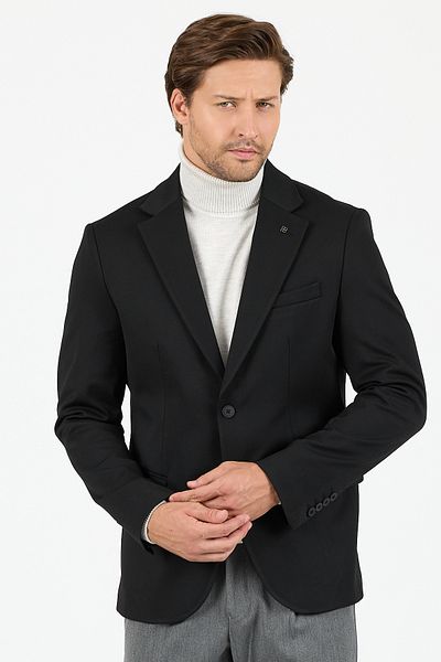Frappoli Rollex Men's Black Lycra Fabric 2026 Winter Sports Blazer Jacket