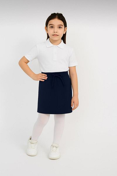 FERRY BUTİK Girl's Back to School Waist Rubber Ribbed Waist Shorts Skirt