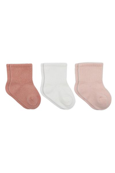 Bistyle Organic Seamless 3-Piece Cherry Girl Combed Cotton Socket Baby Socks 0-3 Months