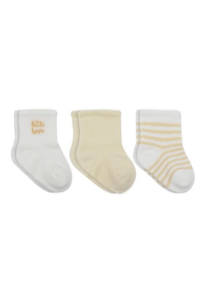 Bistyle Organic Seamless 3-Piece Love Girl Combed Cotton Socket Baby Socks 0-3 Months