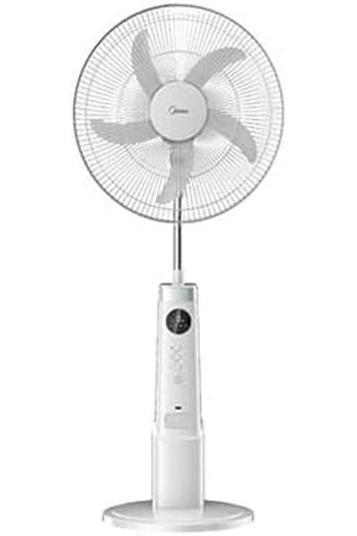 Midea Rechargeable Stand Fan With Remote, 9 Speed Settings With 25W Power, Cordless Support, 5 Blade