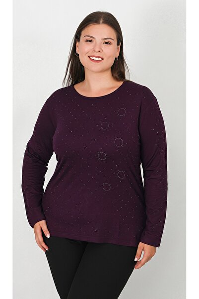 Lanze Taş Baskılı Uzun Kol İpeksi Penye