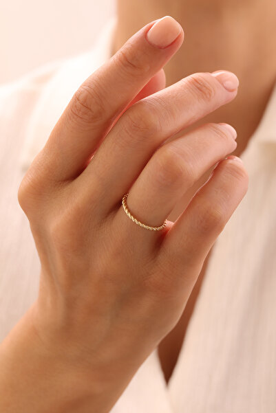 YAVUZ KUYUMCULUK 14 Ayar Altın Minimal Burgu Yüzük