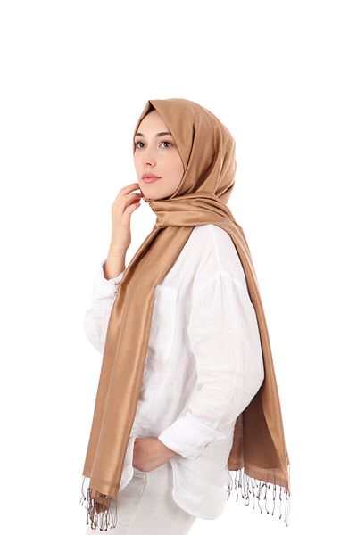 Bursa İpek Camel Brown Double Sided Silk Shawl