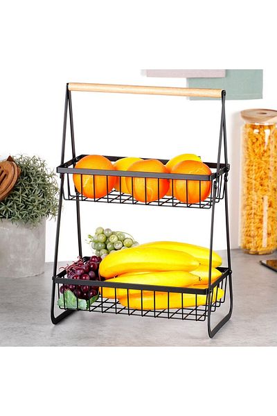 shumee Black metal fruit basket, 2 tiers