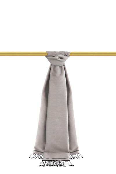 Bursa İpek Gray Black Double Sided Silk Shawl