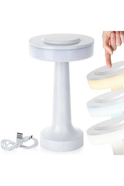 shumee LED table lamp, white, wireless, 3 lighting modes, 21 cm