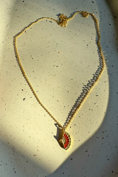 The Leia Zincirli Yelpaze Kolye- Gold / 925 Ayar Gümüş