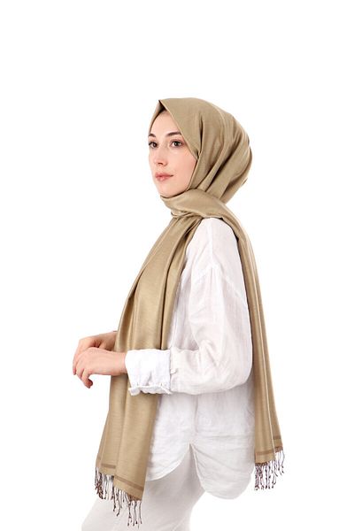 Bursa İpek Beige Brown Double Sided Silk Shawl