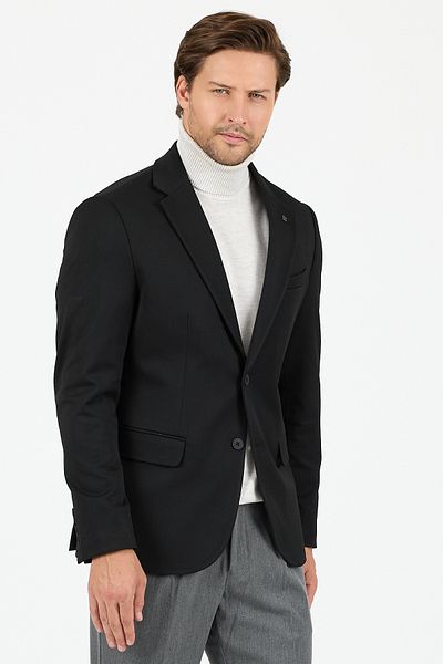 Frappoli Rollex Men's Black Lycra Fabric 2026 Winter Sports Blazer Jacket