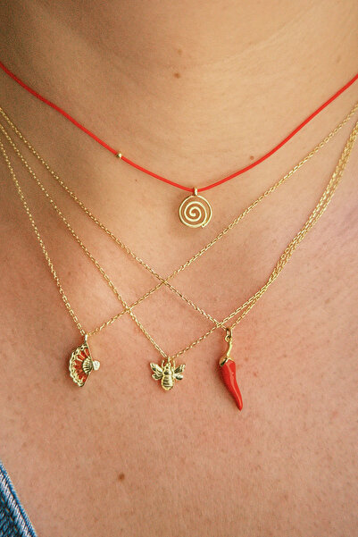 The Leia Zincirli Yelpaze Kolye- Gold / 925 Ayar Gümüş