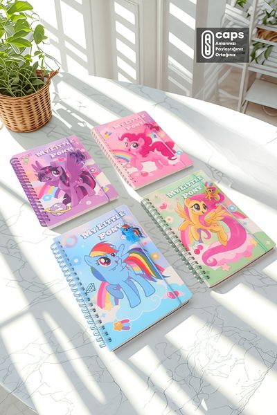 caps anlarınızı paylaştığınız ortağınız 2 Pieces Cute My Little Pony Themed Elastic Figured Notebook - 127 X 148 mm 140 Pages