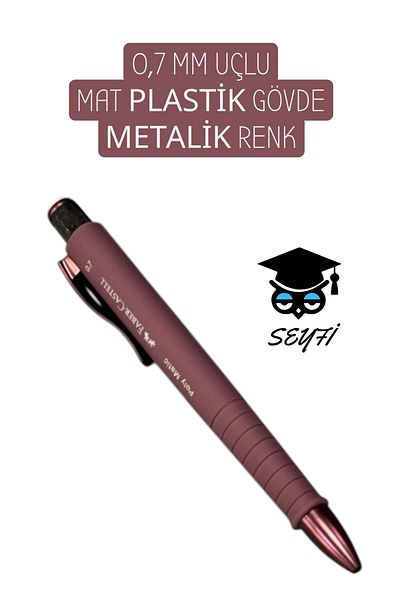 SEYFİKİRTASİYE 0.7mm Nib Pen Matte Plastic Body Metallic Color Clip and Nib