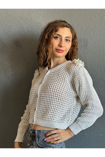 Gönülden Tasarım Cardigan de damă cu epoleți din plasă