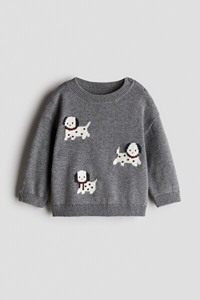 H&M Pamuklu Jakarlı Triko Kazak