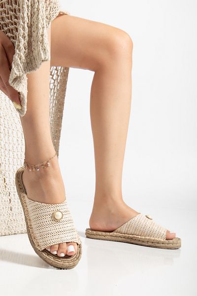 ACMZ SHOES Summer Pearl Detailed Slippers