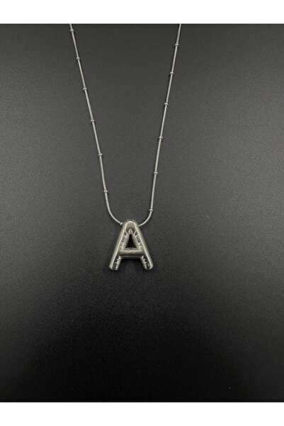 RoyalVance Çelik Harfli Kolye Silver Paslanmaz Kararmaz Çelik Balon Harfli Ko...