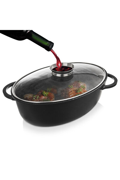 shumee Tavă de copt din granit cu capac, ovală, MARE, 8 l, 45 x 27,5 cm