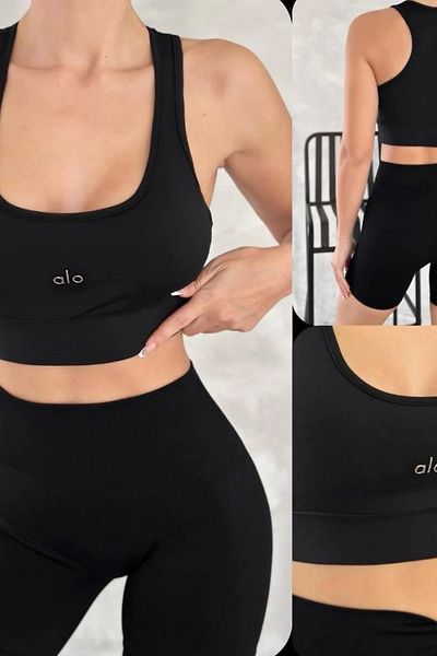 VibeGaia Ao Basic Written Women's Daily Black Athlete Model Athlete & Sports Bra