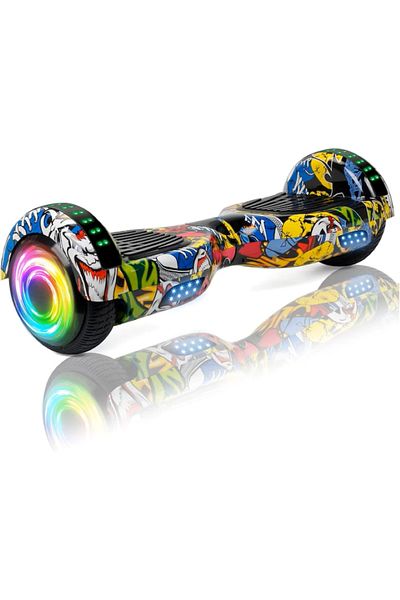 EMATTERIO Electric Hoverboard 6.5 Inch Metal Wheels – Speed 15 km/h, Bluetooth, LEDs, Built-in Speaker