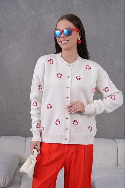 FLEX FASHION Women's Trend Popular Heart 60 cm Knitwear Cardigan