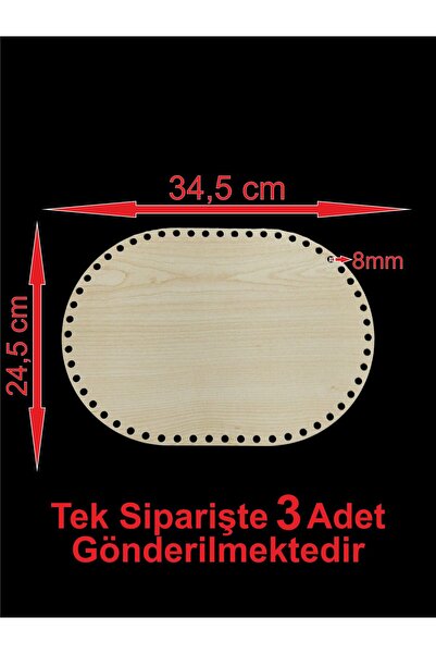 ASUDE HEDİYELİK Ahşap Krem 34,5x24,5 Cm 3 Adet Sepet Bambu Tepsi Altı Örgü Pl...