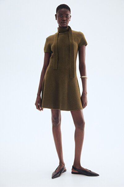 H&M Şal Detaylı Triko Elbise