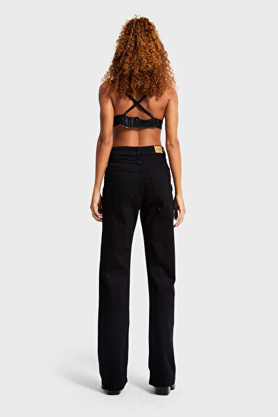 it's basic Women's Black Color 1W5-1 Straight Fit Lycra Flexible Fabric Inner Size 80cm High Waist Denim Jean