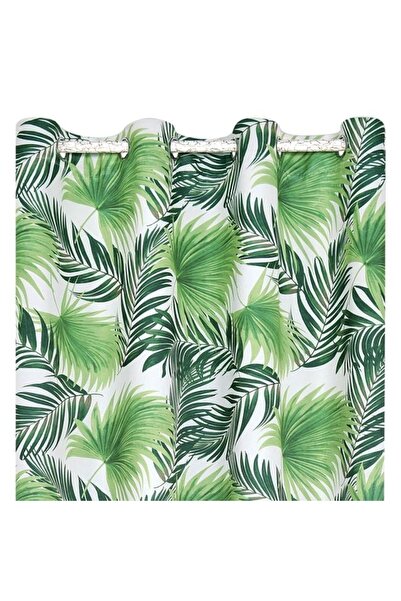 divendi-ro Perdea decorativă opacă cu inele, cu model cu frunze tropicale, 14...