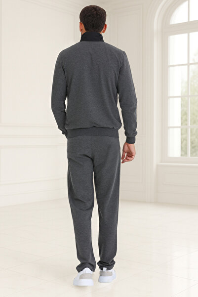 BESSA Smoked Stand Collar Tracksuit Set Parachute Fabric Detailed Zippered Pocket Straight Leg Men