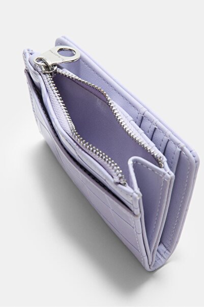 Stradivarius Timsah deseni görünümlü kartlıklı bozuk para cüzdanı