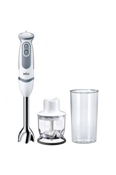Braun Mixer vertical MQ5220WH, 1000 W, cană gradată 0,6 l, tocător 0,35 l, 21 de setări de viteză, alb/gri