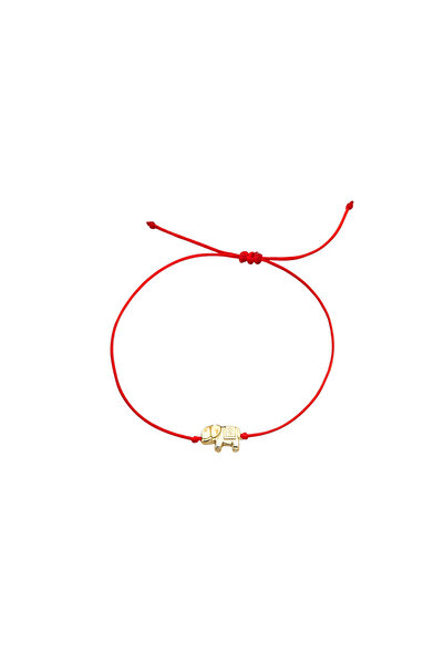 Femenino Fil Figürlü Kırmızı İp Şans Bilekliği Kararmaz